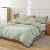 3 Pieces Sage Green Pom Pom Cotton Duvet Cover Set Boho Bedding UO Comforter Cover with 2 Pillowcases, No Filler Included (Sage Green Black Pom Pom, Super King 108" x 108" Inches) view 3