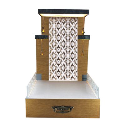 Aakrati Devyom Designer Wooden Mandir for Home/Temple Home/Pooja Mandir with Lights Colour:-Gold mandir002 (HWL 241610)
