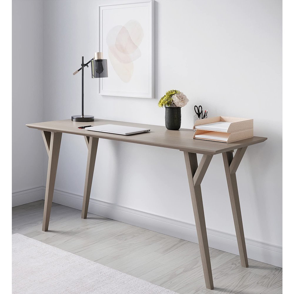 Realspace Trezza 60" W Writing Desk, Light Oak