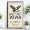 Iowa Emblem Poster, Iowa Symbol Poster Print, Retro Travel State Poster, Home Wall Art, Office Wall Decor, State Art Poster - 18x24 view 1