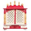 Aakrati Devyom Wooden Temple Pooja Mandir Pooja Mandap Wall Hanging Handmade Rajasthani Multicolor Painted Temple Home & Office Home Temple, Red, Temple, Standard view 1