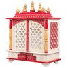 Aakrati Devyom Wooden Temple Pooja Mandir Pooja Mandap Wall Hanging Handmade Rajasthani Multicolor Painted Temple Home & Office Home Temple, Red, Temple, Standard view 2
