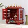 Aakrati Devyom Devyom Wooden Pooja Mandir Indian Hindu Decoration Puja Cabinet Temple Bhagwan Stand Mandapam Wall Hanging Decor for Home in USA (24x12x30 Inches) (22x11x28 Inches), Red view 1