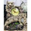 1 Pcs of Jungle Rainforest Apex Predator White Tiger and Cub Family Table Clock Figurine view 1