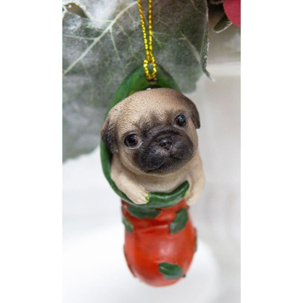 1 Pcs of Christmas Puppy Dog in Red Holly Sock Christmas Tree Small Hanging Ornament