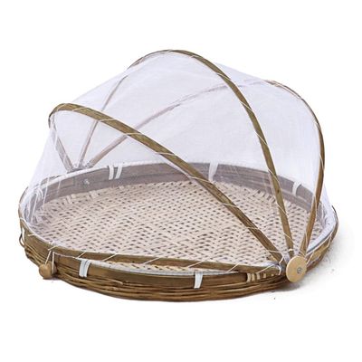 Food Tent Basket, Hand Woven Round 30 35 40cm Cover