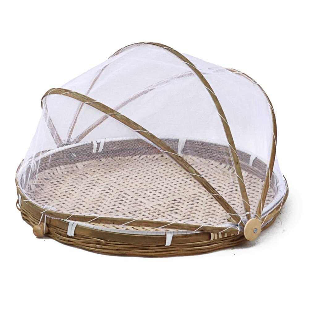 Food Tent Basket, Hand Woven Round 30 35 40cm Cover