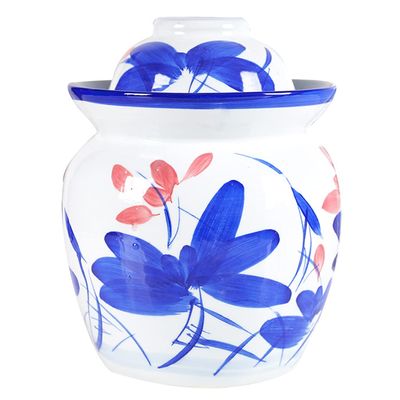 QPZK White Traditional Chinese Porcelain Pickle Jar, Ceramic Fermentation Crock Pickling Pot,Fermenting Jar with Water Seal Airlock Lid Stoneware Fermenter for Kimchi Sau 7KG