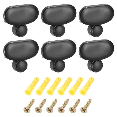 HARFINGTON Mirror Clips, 6Pcs for 3-5mm Thick Wall-Mounted Floating Glass Mirror Clips Bracket Holder for Frameless Mirror Walls Fixed Fitting (37mm Black)