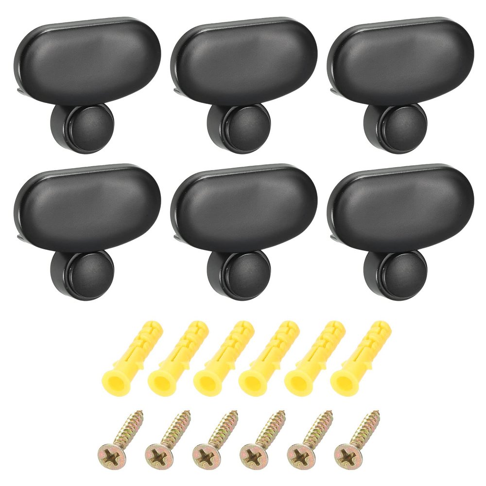 HARFINGTON Mirror Clips, 6Pcs for 3-5mm Thick Wall-Mounted Floating Glass Mirror Clips Bracket Holder for Frameless Mirror Walls Fixed Fitting (37mm Black)