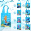 24 Pcs Under The Sea Party Favors Bags Ocean Gift Goodie Bag with Handles Sea Animals Candy Treat Reusable Pouch for Summer Ocean Birthday Party Decorations Baby Shower Supplies view 3