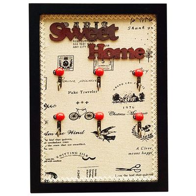 BREWIX Key Box Wall Mount Decorative American Retro Style Wooden Frame Key Management, Entrance Wall Hanging Decoration Key Box, Housewarming Gift Key (Color : Black a, Size : 6-Keys)