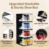 Amllas 10 Pack Shoe Boxes Stackable,Upgraded Sturdy Storage Boxes with Clear Magnetic Door,Multifunctional Sneaker Organizer Fit up to US Size 12 (13.8x 9.84x 7.1) view 4