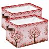 Valentine's Day Storage Basket for Shelves, Red Love Tree Rose Flowers Pink Ombre Storage Cube Fabric Storage Bins, Closet Organizers with Handles for Book, Toys, Cloth, 15x11x9.5 Inch view 1