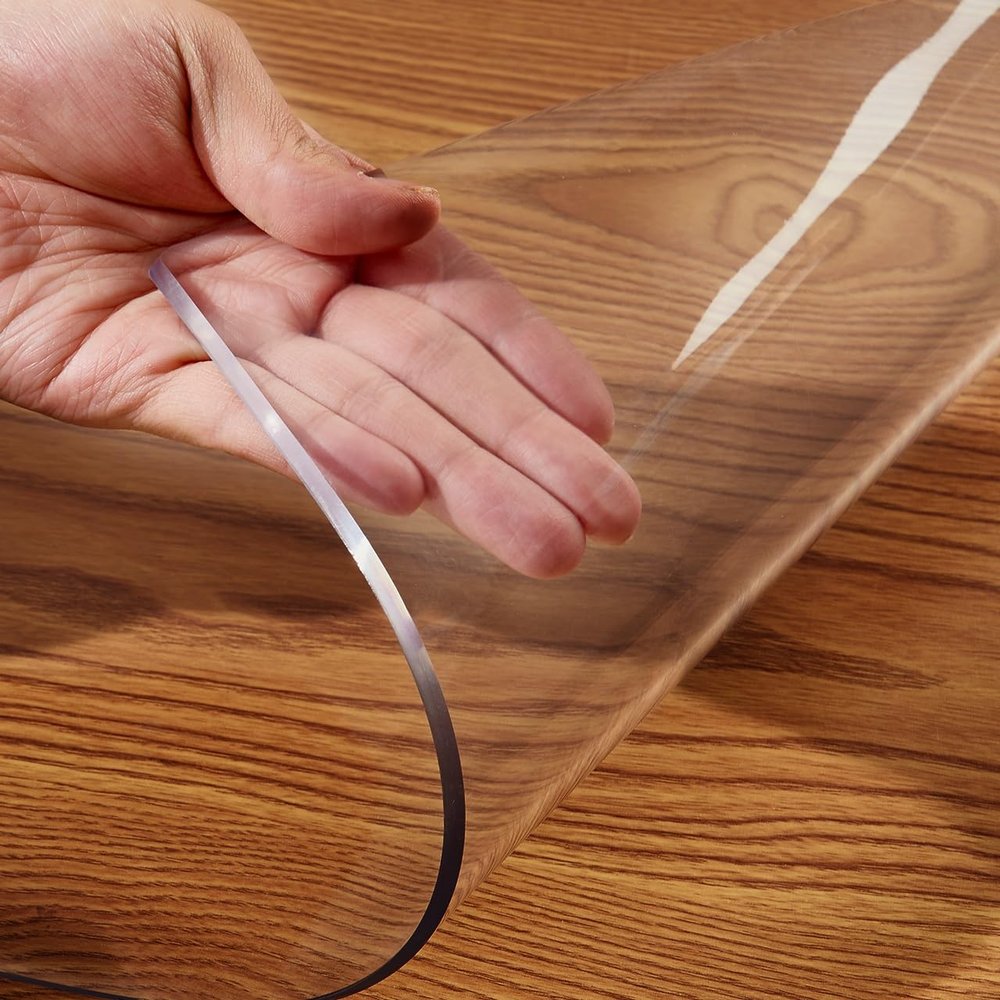 8 Ft Wedding Table Cloth Clear Table Protector Plastic PVC Table Cover Cloth Crystal Vinyl Table Runner Waterproof Wipeable Vinyl for Rectangle Dining Conferenc Table Mat Pad Furniture Protector 44x96