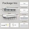 Beskadi 2 Floating Shelves with Hooks, Wall Mounted Coat Rack, Bathroom Shelf with Removable Towel Bar, Hanging Shelves with 9 Hooks, White view 2