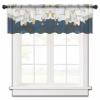 Abstract Navy Blue Valance Curtains for Kitchen/Living Room/Bathroom/Bedroom Window, Rod Pocket Small Topper Half Short Window Curtains Voile Sheer Scarf, Geometric Modern White Painting Color 54"x18" view 2