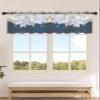 Abstract Navy Blue Valance Curtains for Kitchen/Living Room/Bathroom/Bedroom Window, Rod Pocket Small Topper Half Short Window Curtains Voile Sheer Scarf, Geometric Modern White Painting Color 54"x18" view 3