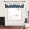 Abstract Navy Blue Valance Curtains for Kitchen/Living Room/Bathroom/Bedroom Window, Rod Pocket Small Topper Half Short Window Curtains Voile Sheer Scarf, Geometric Modern White Painting Color 54"x18" view 4