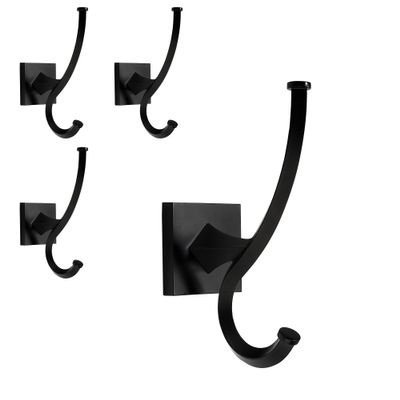 TUNNY 4 Pack Vintage Wall Hooks-Matte Black Coat Hooks Towel Hook for Hanging Heavy Duty Bathroom Hook Hat Hook Double Wall Mounted Coat Hanger