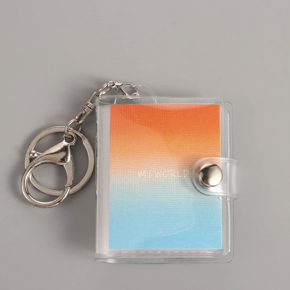 Photo Album Keychain 1PC 20 Pockets Cute Mini Photo Album Keychain Postcards Collection Card Holder Portable Cards Sleeves Binder Pocket(05)