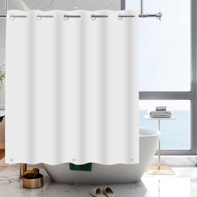 YISURE No Hook White Shower Curtain Liner PEVA Plastic Waterproof Heavy Duty Bathroom Curtain Hook Free Shower Liner 72x74 Inches