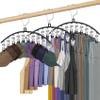 3 Pack Skirt Pants Hangers with Clips, Legging Organizer for Closet Hanging with 10 Cilps Holds 30 Leggings/Shorts/Jeans/Skirts Pants Hangers Space Saving Closet Organizers and Storage, Black view 1