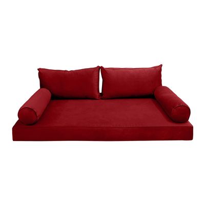 Prolinemax Style V2 Full Size Pipe Trim Velvet Indoor Daybed Mattress Bolster Pillow Complete Set AD369