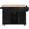 Merax Mobile Kitchen Island Cart Cabinet with Door Internal Storage Racks, 3 Drawers and 5 Rolling Wheels for Dining Room view 3