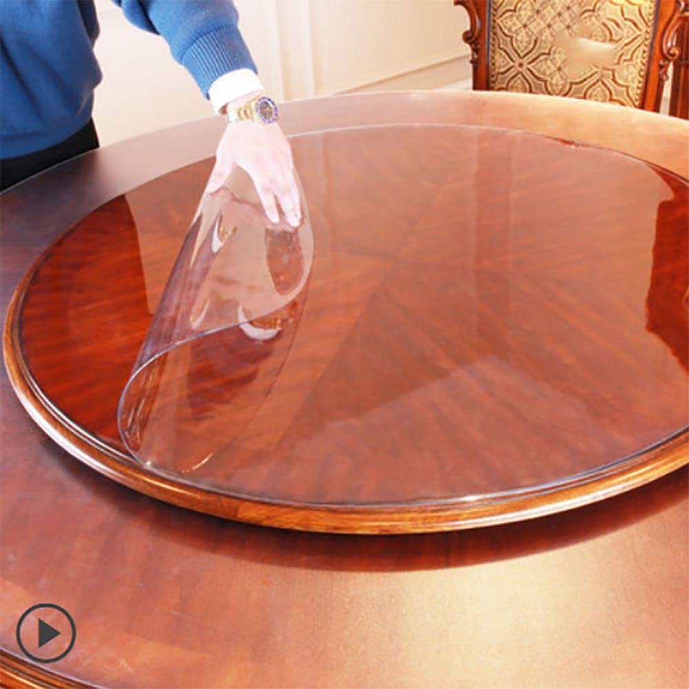 FERCLA Clear Plastic Tablecloth Protector, Vinyl Tablecloth Waterproof Oil Proof Plastic Tablecloth Protector Circle Table Pad for End Table Coffee Table Night Stand (78 inch Diameter,1.5mm Thick)
