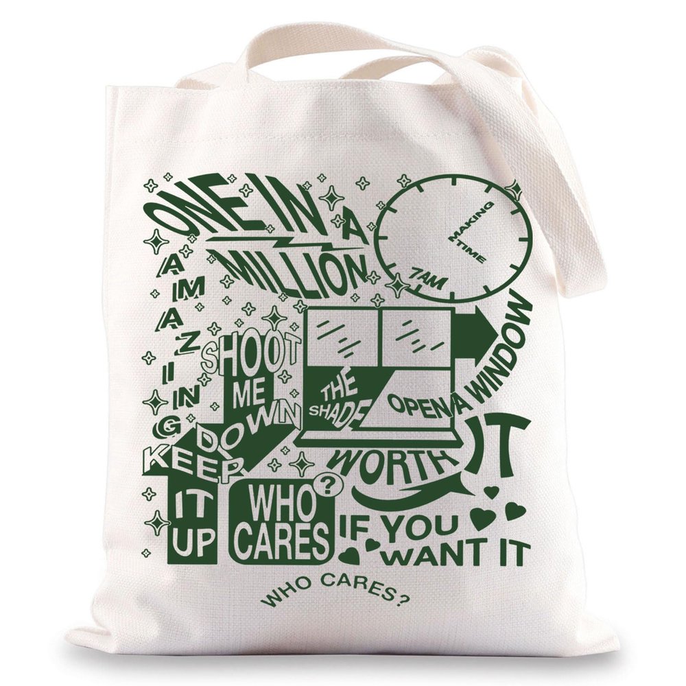 BWWKTOP Music Album Inspired Tote Bag Singer Fans Gift Song Name Reusable Bag Music Lover Tote Bag (Who care TG)