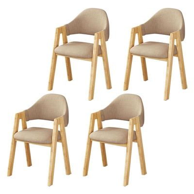 KWOKING Upholstered Scandinavian Coffee Shop Arm Chair Dining Chair Nordic Solid Wood A-Shape Legs Dining Chair Home Backrest Chair Bedroom Desk Writing Chair Milk Tea Shop Chair Khaki Set of 4