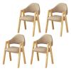 KWOKING Upholstered Scandinavian Coffee Shop Arm Chair Dining Chair Nordic Solid Wood A-Shape Legs Dining Chair Home Backrest Chair Bedroom Desk Writing Chair Milk Tea Shop Chair Khaki Set of 4 view 1