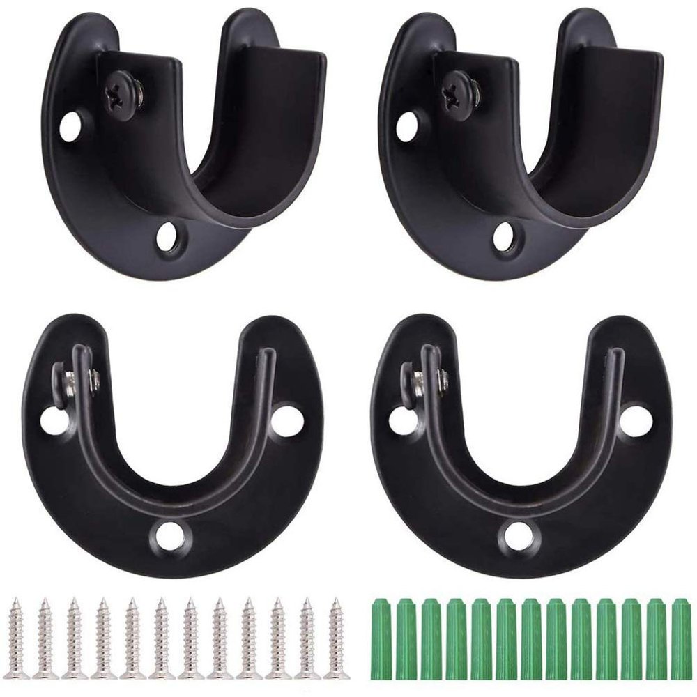 LIFKOME 1set Stainless Steel Closet Rod Socket Heavy-Duty Flange Holder for Shower Curtain and Towel Rods Screws Easy Installation for Wardrobe and Bathroom Use