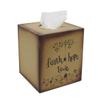 CVHOMEDECO. Primitives Square Tissue Box Cover Rustic Faith Hope Love Cardboard Tissue Box Holder for Home/Bath Decor, 5-1/4 x 5-1/4 x 6 Inch view 1