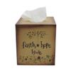 CVHOMEDECO. Primitives Square Tissue Box Cover Rustic Faith Hope Love Cardboard Tissue Box Holder for Home/Bath Decor, 5-1/4 x 5-1/4 x 6 Inch view 2