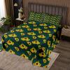 3D Floral Bedspread Quilt Set Twin, Sunflower Quilted For Bedroom Living Room Decor, Yellow Flowers Bedspread, Botanical Flower Print On Black Coverlet Set, Soft Microfiber Quilted Coverlet view 1