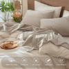 MooMee Bedding Sheet Set 100% Washed Cotton Linen Like Textured Breathable Durable Soft Comfy (Heathered Tannish Linen Grey, Queen) view 4