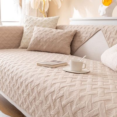 vctops Quilted Sofa Cover Couch Cover Geometric Quilted Sectional Couch Covers Anti Slip Sofa Slipcover Furniture Protector for Kids Dogs Pet, 1 Piece/Not All Set (Light Coffee,35"x63")