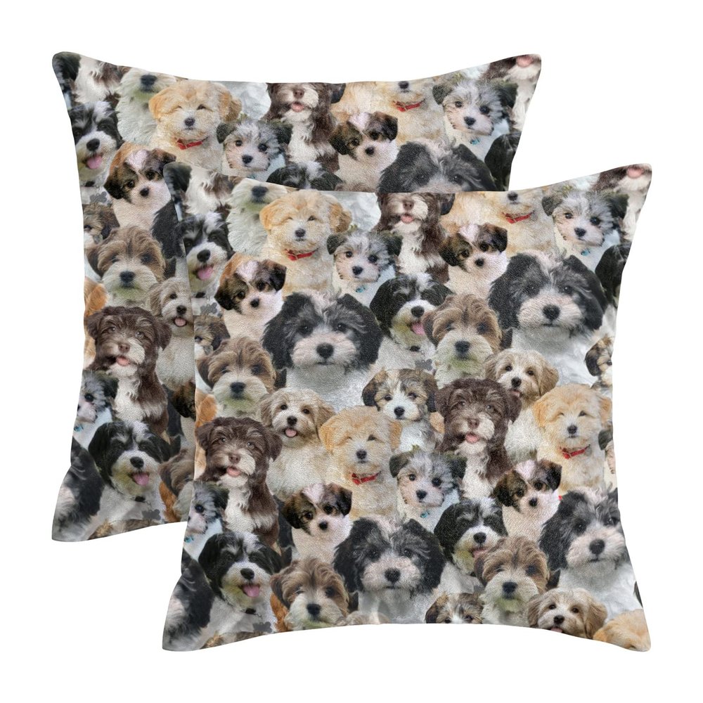 2 Piece Havanese Dog Puppies Throw Pillow Case Cushion Covers, Pet Dog Pug Throw Pillow Cover, 2 Piece Cute Havanese Dog Pillowcases, Havanese Dog Lover Gift for Dog Owner/Pup Mom