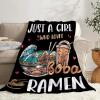 Todeyya Just a Girl Who Loves Ramen Throw Blanket - Super Soft Flannel Fleece Blanket Ramen Gifts, Ramen Plush Lightweight Microfiber Cozy Blanket for Couch Sofa Bed S 50"x40" for Kids view 1