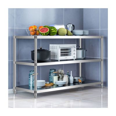 GOCHUSX Stainless Steel Shelf, Kitchen Storage Rack, 3-Tier Shelving Units and Storage, Standing Shelving Work Table for Kitchen Garage Office(80X40X80CM)