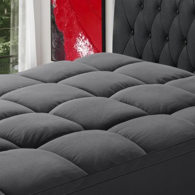 SOPAT Mattress Topper Cal King Size Extra Thick Mattress Pad 8-21" Deep Pocket Soft Down Alternative Fill Mattress Protector Pillow Top Mattress Cover (72x84 Inches, Dark Grey)