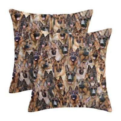 2 Piece German Shepherd Printed Throw Pillow Covers Cushion Covers, Funny Dogs All Over Printed Pillow Case, Gift for German Shepherd Lover/Dogs Mom/Puppy Owner, Dog Lover Pillowcase