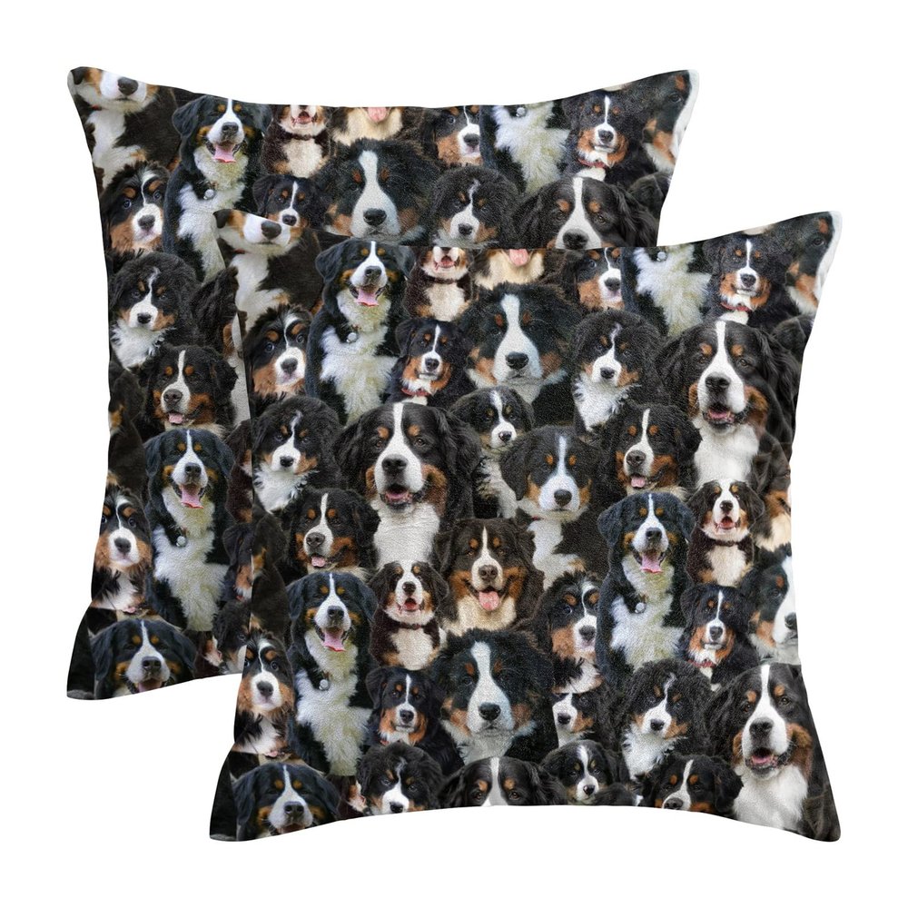 Bernese Mountain Dog Mom Gift - Berner Sennenhund Throw Pillow Covers Cushion Covers - 2 Piece Pillowcases for Berner Lover, Dog Mama, Owner - Dog Themed Pillow Case