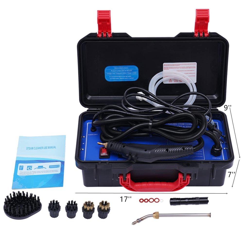 High Pressure Steam Cleaner 1700W Handheld Portable Steamer 3-5 Bar High Temp Pressurized Steam Cleaner Cleaning Machine for Grout Tile Car Detailing Home Kitchen Heavy Oils Stains