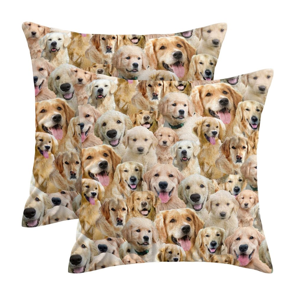 2 Piece Cute Golden Retriever Throw Pillow Covers, Funny Dog Face Print Cushion Cover, Pillowcase for Golden Retriever Lover/Dog Mom/Pet Owner, Dog Lover Gift, Dog Breed Themed Pillow Case