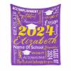 MyPupSocks Personalized 2024 Graduation Blanket with Graduate Name and School Name Purple 50"x60" - Custom Graduation Throw Blanket Gifts for Classmates & Friends Summer Gifts view 1