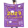 MyPupSocks Personalized 2024 Graduation Blanket with Graduate Name and School Name Purple 50"x60" - Custom Graduation Throw Blanket Gifts for Classmates & Friends Summer Gifts view 3