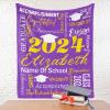 MyPupSocks Personalized 2024 Graduation Blanket with Graduate Name and School Name Purple 50"x60" - Custom Graduation Throw Blanket Gifts for Classmates & Friends Summer Gifts view 4